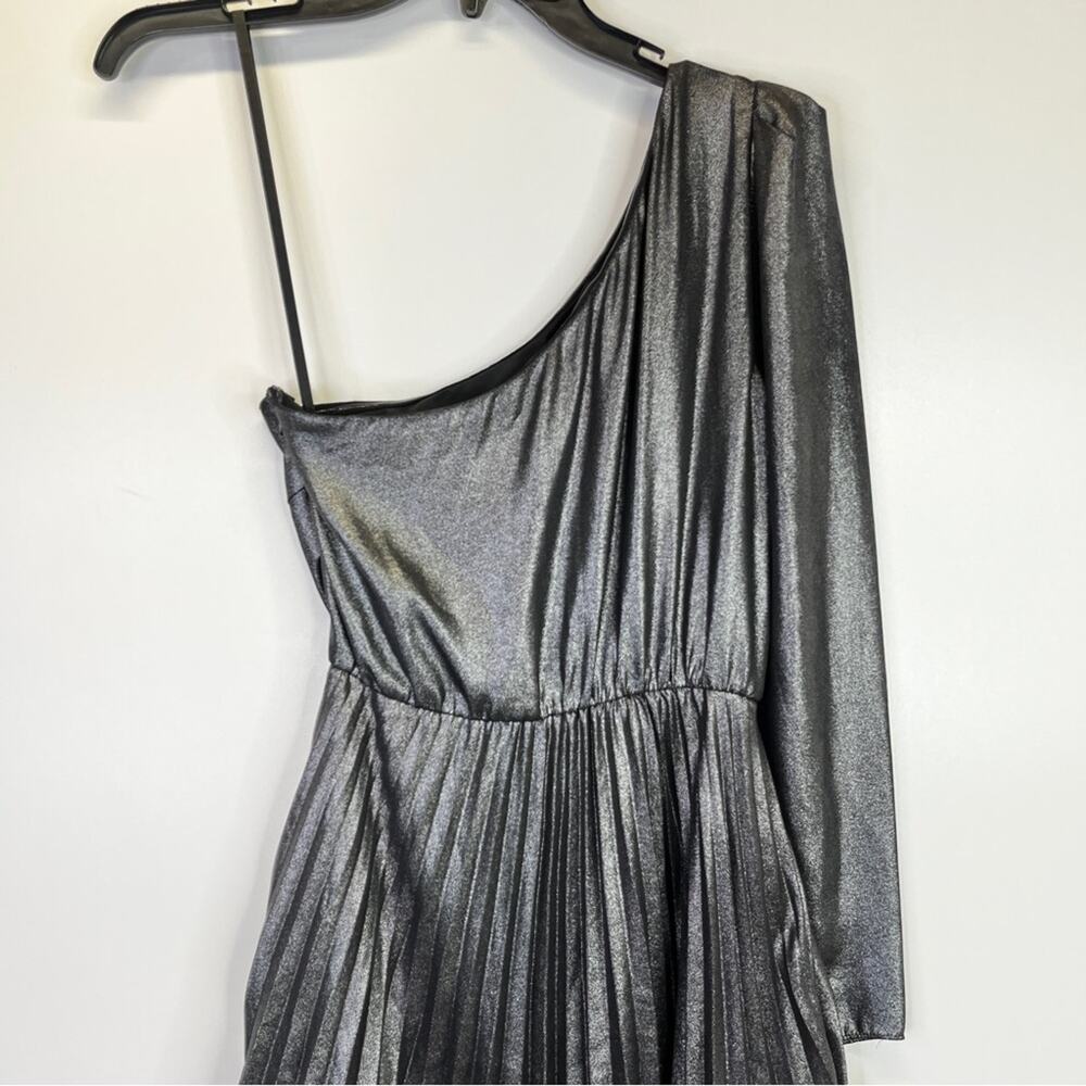 Derek Lam Collective Metallic One Shoulder Mini dress silver - 36 (US 0) - Picture 10 of 13